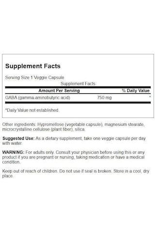 Swanson Gaba Support 750 Mg 60 Tablet Usa Menşeii Dmmedicineden Orijinal Aromasız