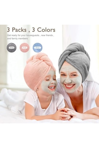 Saç Havlusu, Premium Mikrofiber Kumaş İle Yüksek Emicilik, Düğmeli Pratik Tasarım, Kadınlar İçin İdeal Saç Kurulama Havlusu, Duş Sonrası Kullanım İçin Hair Towel İle Uyumlu 4 Renk
