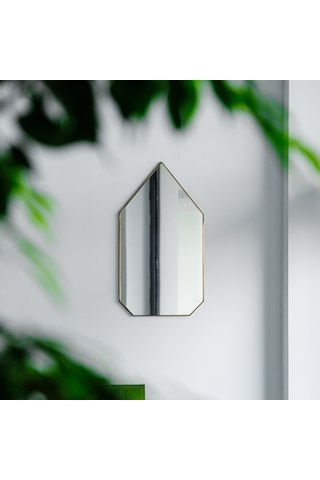 Ayna Duvar Askılı Zincirsiz Geometrik 50x30cm Antik Pirinç