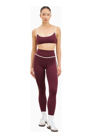Because Of Alice Base Contrast Trim Leggings Yüksek Bel Şekillendirici Kadın Tayt Bordo