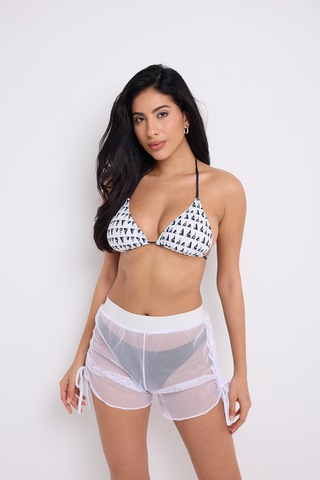 By Papi Büzgülü File Şort Beyaz