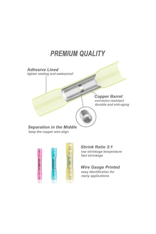 Koodmax - 50 Adet - Bht-05 Isıyla Daralan Makaron 9a 0.3-0.5mm² Su Geçirmez Konnektör - Sarı