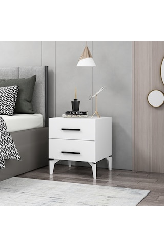 Kale Ayaklı Komodin 2ç - Beyaz