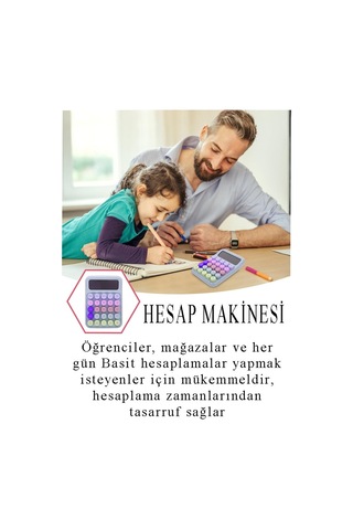 Hesap Makinesi Orta Boy Masaüstü 1 Adet 12 Haneli Yuvarlak Tuşlu Renkli Hesap Makinası 10x15 Cm Renkli Büro Ofis Öğrenci Çok Renkli