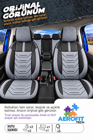 Opel Adam Asya Monza Gri Tay Tüyü Oto Koltuk Kılıfı Tam Set-kolay Montaj-terletmez-ortopedik 2012-2019