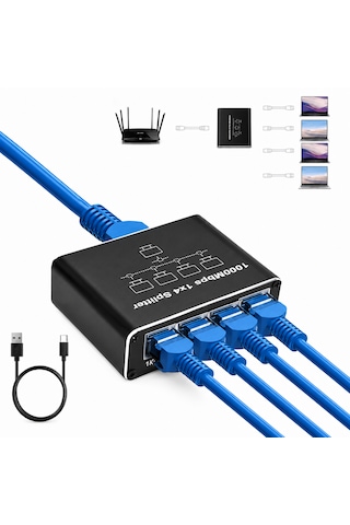1000mbps Gigabit Ethernet Splitter 1 Giriş 4 Çıkış Rj45 Ağ Paylaştırıcı