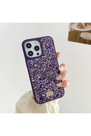 Apple Uyumlu iPhone 14 Pro Max Sw Taşlı Premium Lüx Silikon Cep Telefonu Kılıfı