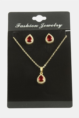 Damla Zirkon Taşlı Set Kolye Çok Renkli 77185950