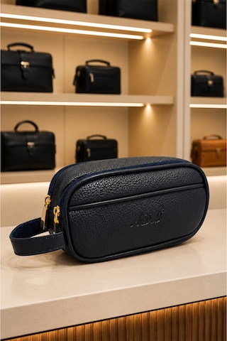 Vıatox Ar-01 Erkek Siyah Suya Dayanıklı Suni Vegan Deri Traşlık Bakım Seyahat El Çantası Portföy/clutch Lacivert