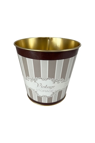 Metal Popcorn Kutusu - Patlamış Mısır Kovası 13.5 Cm, Elegance Er149-8b Desenli