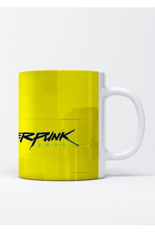 Cyberpunk 2077 Baskılı Porselen Kupa Bardak Beyaz