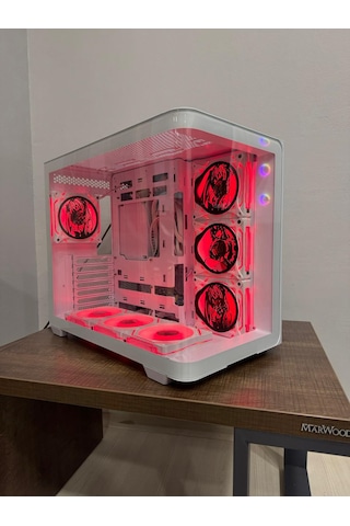 Anime Karakterli 7 Argb Fanlı Beyaz Kavisli Cam Akvaryum Kasa