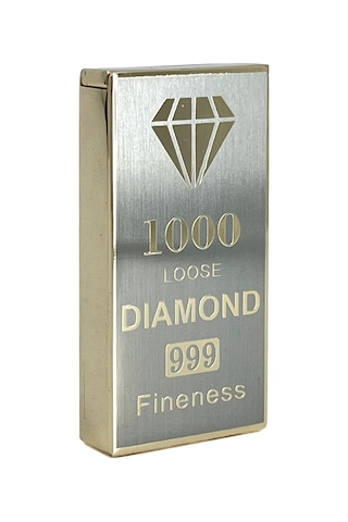 Özel Tasarım 1000 Loose Diamond 999 Fineness Metal Çakmak - Hediye Kutulu Ve Yedek Taşlı Sarı