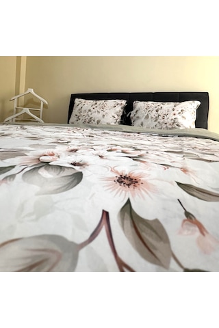 Bağcıklı %100 Pamuk Tek Kişilik Nevresim Takımı-yeşil Bahçe