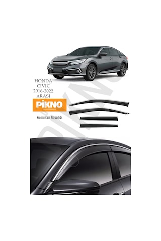Honda Civic Fc5 2016-2022 Arası Kromlu Cam Rüzgarlığı 4'lü Set A+ Plus