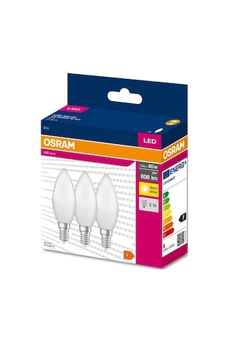 Osram Ledvalue 7,5w 60w 3 Lü Led Mum Ampul Sarı - 2700k E14