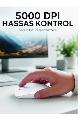 Kablosuz Bluetooth Oyuncu Mouse Sessiz Tıklama Ergonomik Wireless Fare Mi