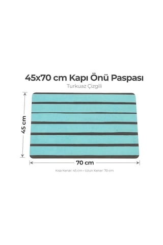 Delta Cc007a Turkuaz Çizgili Kaymaz Taban Su Geçirmez Yıkanabilir Kapı Önü Paspası 45x70 Cm