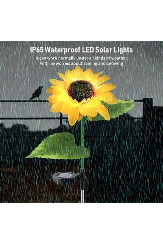 Qingmipy 2'li Ayçiçeği Şekilli Güneş Enerjili Bahçe Aydınlatma Lambaları, Otomatik Açma/kapama, Su Geçirmez, Patio Ve Çim Alanlar İçin Dekoratif Aydınlatma Ilık Beyaz