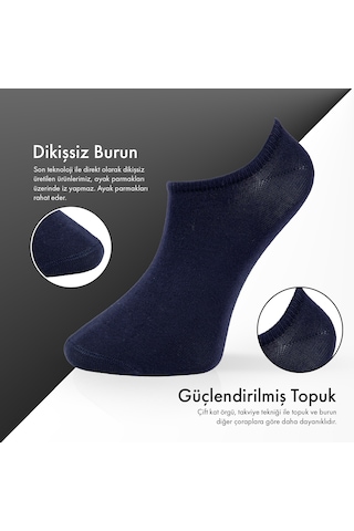 Lion Monroe Saf Bambu Erkek Sneaker Lacivert Çorap Dikişsiz Görünmez Bilekte Spor Çorap Premium 6'lı L5952aznb Softaura