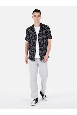 Colin's Colins Normal Kesim Shirt Yaka Siyah Erkek Kısa Kol Gömlek Siyah