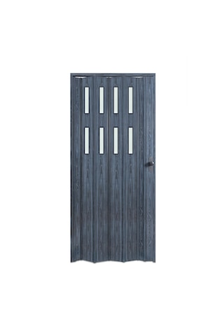 Faran Dekorasyon 87 x 215 Antrasit Renk Camlı Pvc Akordiyon Kapı - FRNAKMODEL-0-42