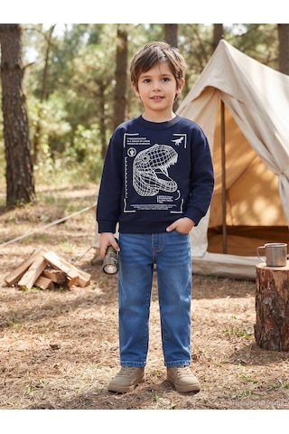 Civil Boys Cyber Trex Baskılı 2-5 Yaş Sweatshirt Km - Lacivert