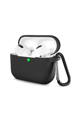 Airpods Pro 2 Uyumlu Premium Lansman Kılıf Kadife İç Astarlı Darbe Emici Silikon Soo-156 Siyah