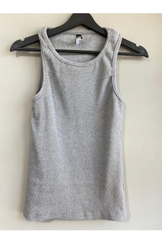 Martino Butik Unisex Likralı Fitilli Gri Atlet Gri