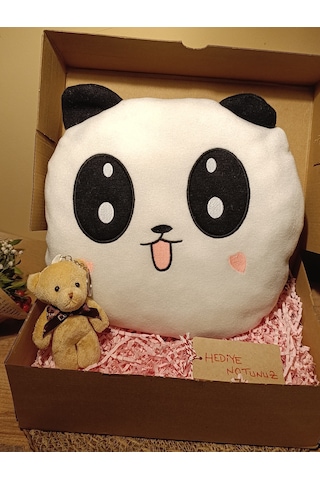 Kutulu Hediye Seti / Panda Yastık 35cm Ve Ayıcık Anahtarlık