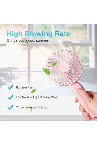 Jeehugo Usb Şarj Edilebilir Elden Tutulan Mini Fan, 3 Seviye Rüzgar Hızı, Taşınabilir, Pil İçeren, Beyaz