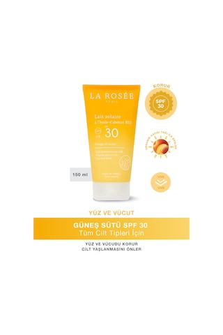 Yüksek Korumalı Güneş Koruyucu Süt Organik Kayısı Yağı İçeren Spf 30 150 Ml