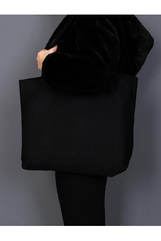 Keten Görünümlü Körüklü Kadın Kol Ve Omuz Çantası Siyah-1411