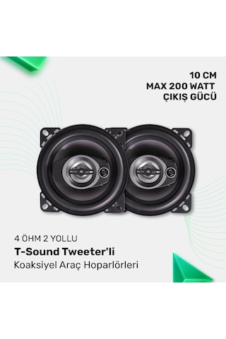 T-sound 4 Öhm 2 Yollu Terrter'li KoaksiyelAraç Hoparlörleri 10cm