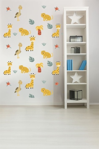 Safari Dostları Temalı 50 Parça Çocuk Ve Bebek Odası Dekoratif Duvar Sticker Seti