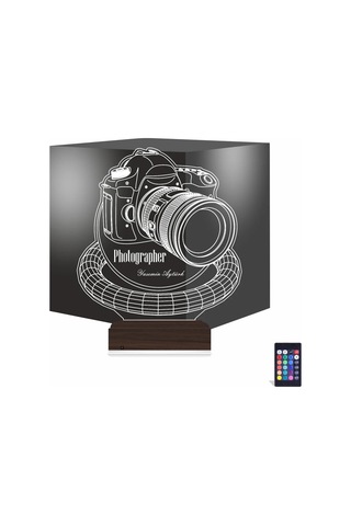 Luvivia Photographer Fotoğraf Makinesi Fotoğrafçı Kişiye Özel 3d Lamba - Masa Gece Lambası Şeffaf