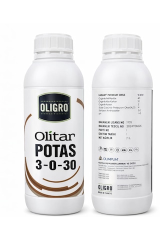 Olıtar Potas 3.0.30 1l Meyve Büyütücü, Azot, Potasyum İçerikli Sıvı Gübre 1 L