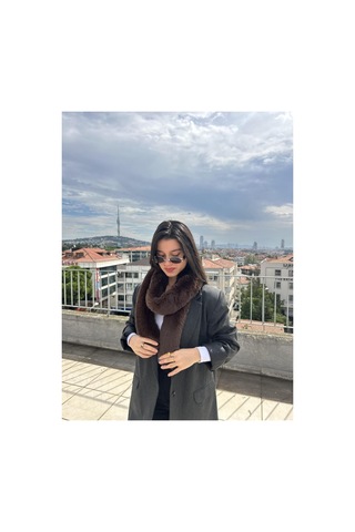 Mollycrush Kadın Peluş Atkı Yumuşak Dokulu, Sıcak Tutan Ve Şık Kış Aksesuarı Kahverengi