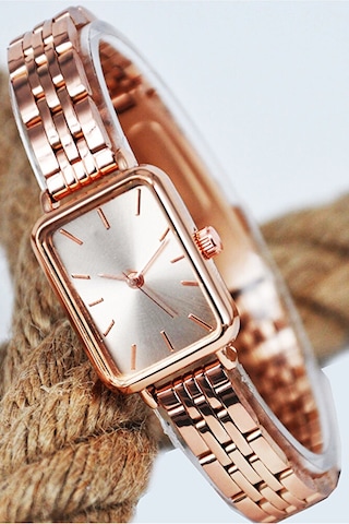 Rose Renk Şık Minimal Kasa Vintage Seri Genç Kız Kadın Kol Saati Su-539 Rose Gold