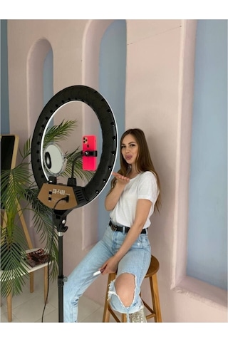 A+ Kalite Megalux Ring Light Led Işık Halkası 18 Inç Profesyonel Influencer Işığı 210 Cm Monopod