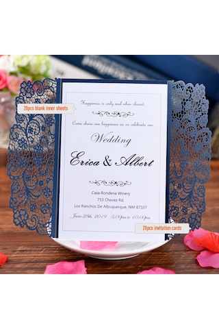 Mufunye 20 Adet İnci Kağıt Düğün Davetiye Kartları Tebrik Kartı Kitleri Etkinlik Parti Malzemeleri Boş İç Sayfa İle