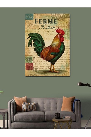 Kanvas Tablo Fransız Köyü Ve Horoz 70cmx100cm