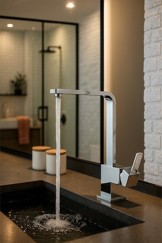 Viosa Kısa Krom Lüx Köşeli Mix Aç Kapa Banyo Lavabo Bataryası Siyah