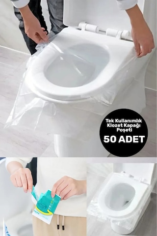 Mucit Home Hijyenik Tek Kullanımlık Klozet Kapağı Poşeti Şeffaf Kapak Örtüsü Pratik Seyehat Restaurant Beyaz