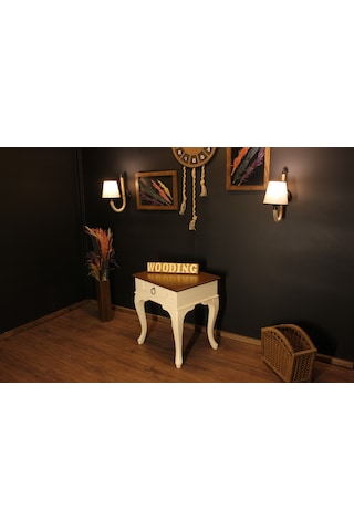 Wooding Masif Ceviz Krem Komodin - Yan Sehpa