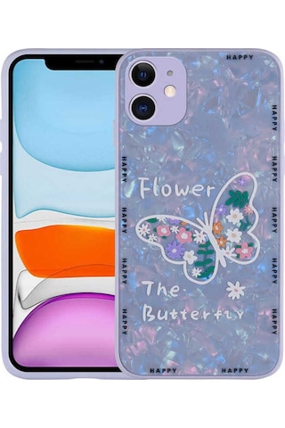 Apple Uyumlu iPhone 11 Kılıf Desenli Sert Silikon Zore Mumila Kapak Lilac Flower