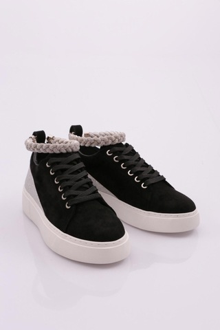Dgn Es851 Kadin Kalin Taban Halhal Detayli Silver Taşli Sneakers Ayakkabi Siyah