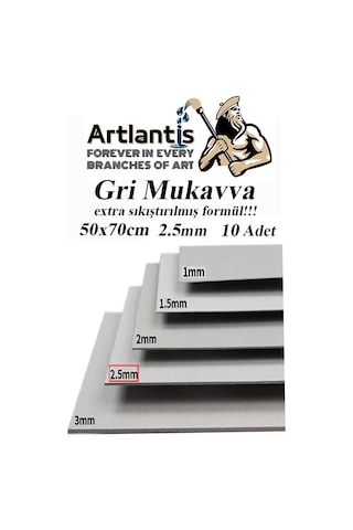Mukavva Gri 2.5 mm 50x70 cm 10 Adet Sert Karton Ekstra Sıkıştırılmış 50*70 Mukavva Gri Renkli 10 Adet