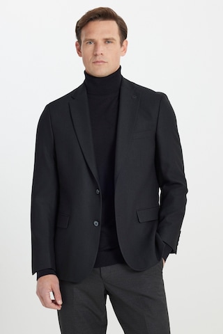 AC&Co / Altınyıldız Classics Erkek Siyah Regular Fit Rahat Kesim Mono Yaka Kapak Cepli Yünlü Ceket Siyah