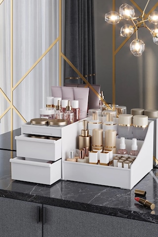 Maxi Home Elegance Makyaj Organizer Beyaz Çekmeceli Kozmetik Düzenleyici Masaüstü Parfüm Ve Takı Organizer Beyaz Maxi Home Elegance Makyaj Organizer Beyaz Çekmeceli Kozmetik Düzenleyici Masaüstü Parfüm Ve Takı Organizer Beyaz